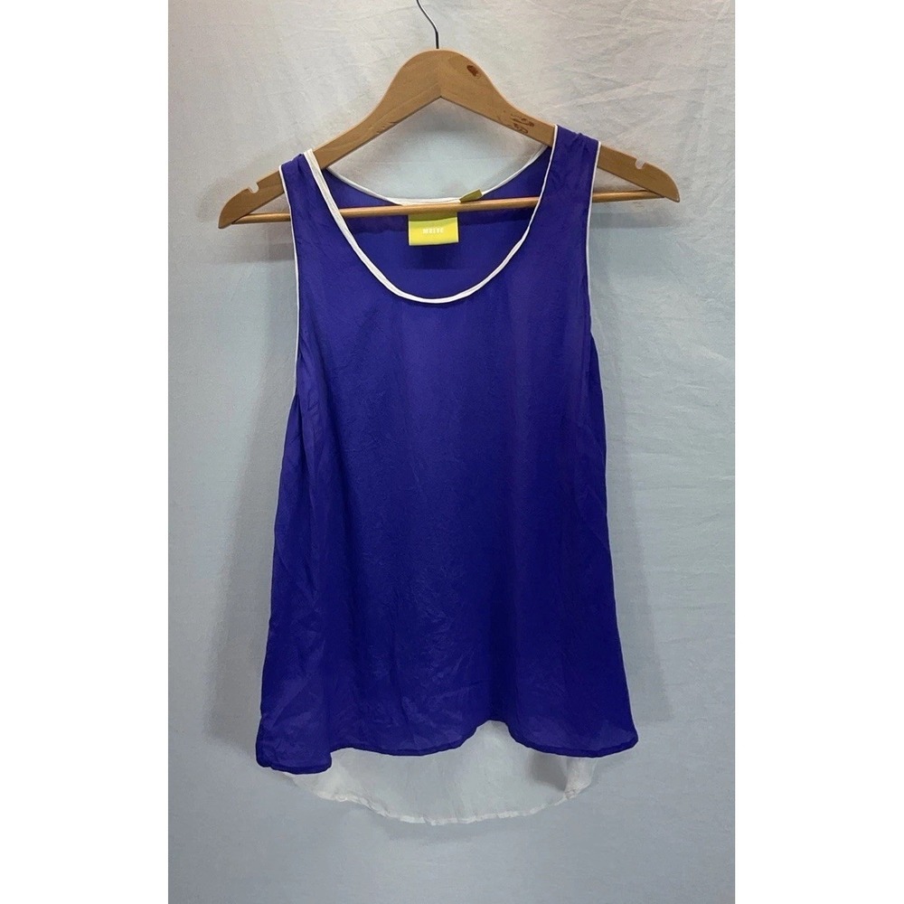 Maeve Anthropologie Purple & White Colorblock High Lo Silk Tank Sz 12 Fairycore